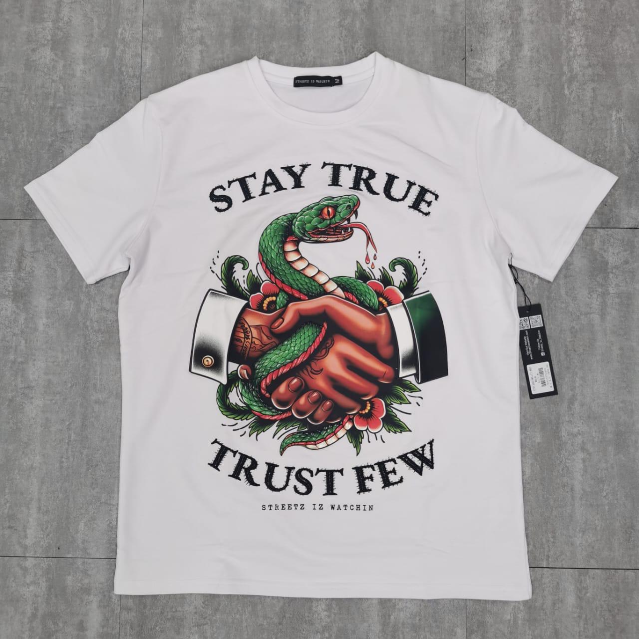 Stay true trust few white - regular tee