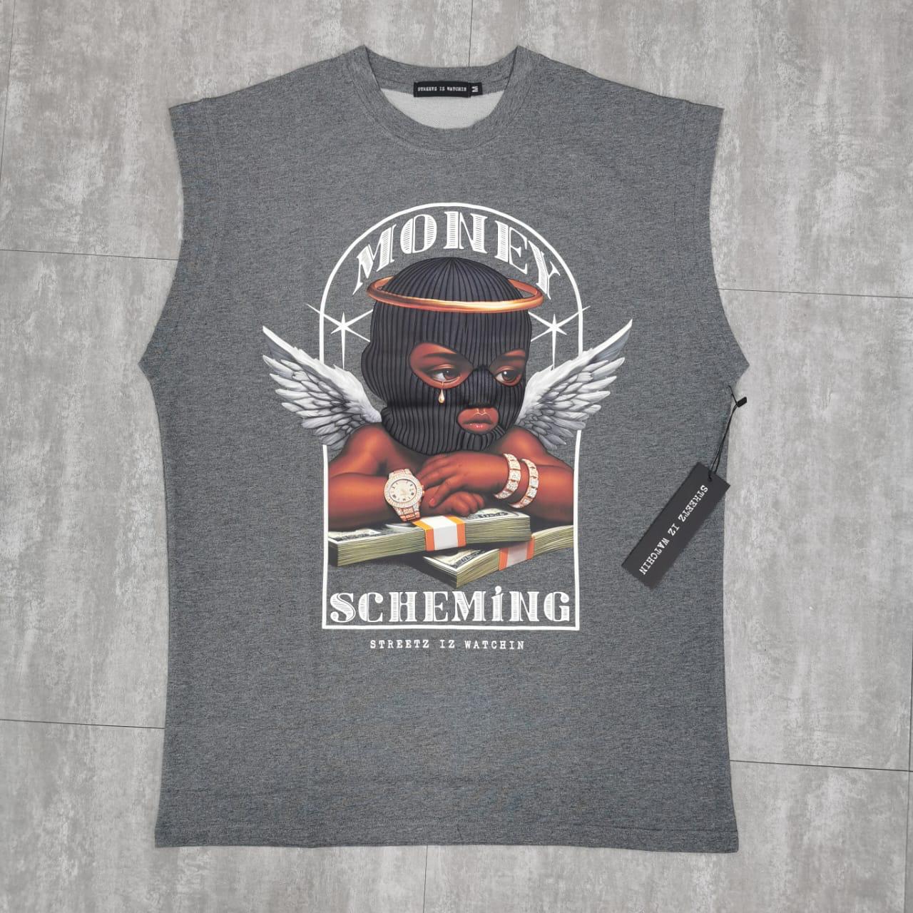 Money scheming charcoal - sleeveless tee