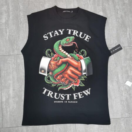 Stay true - trust few black - sleeveless tee