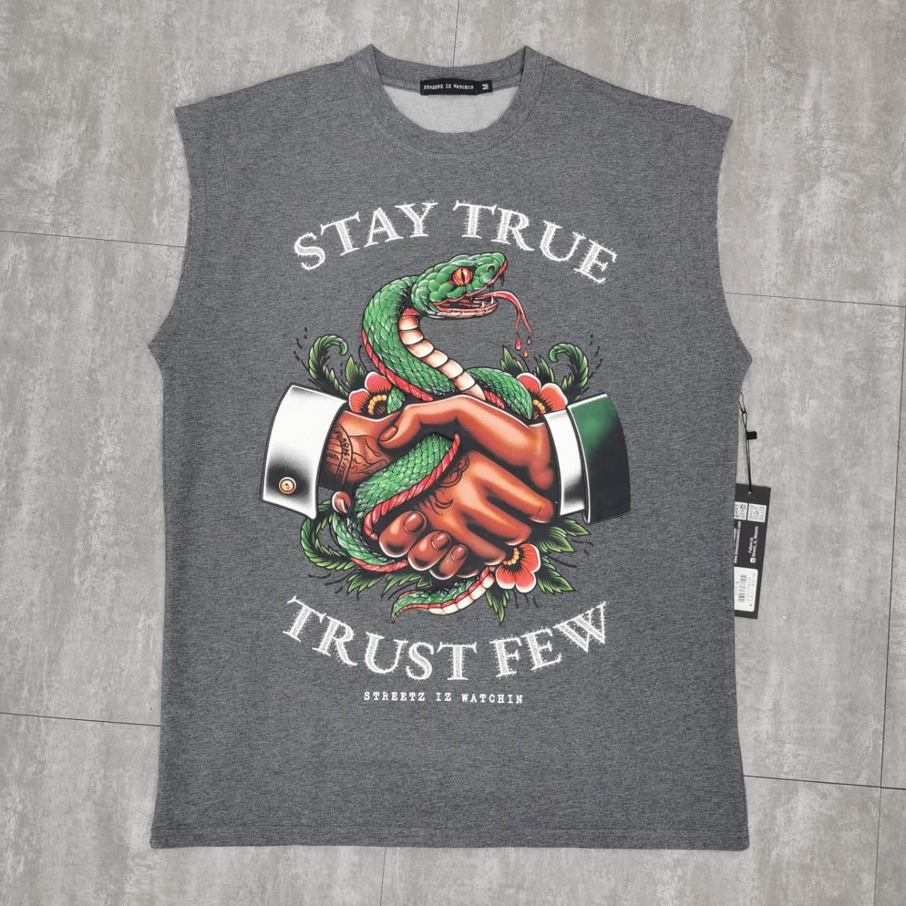 Stay true - trust few charcoal - sleeveless tee