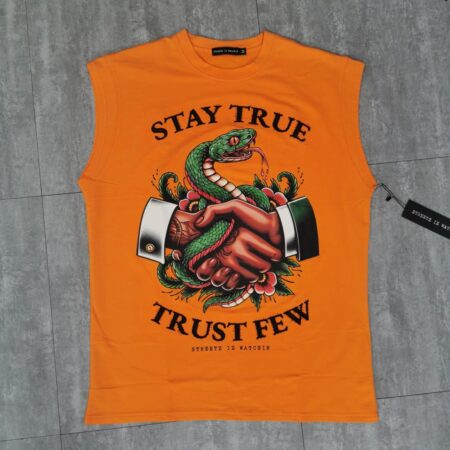 Stay true - trust few tangerine - sleeveless tee