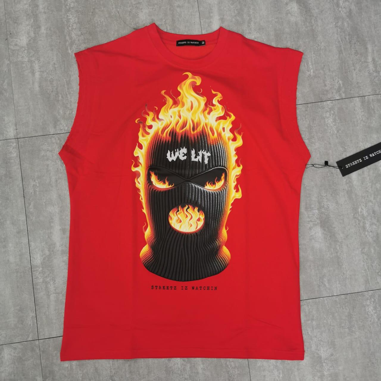 We lit red - sleeveless tee