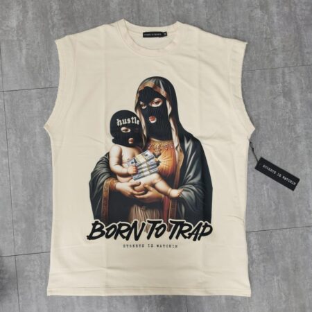 Born to trap 3 cream - sleeveless tee
