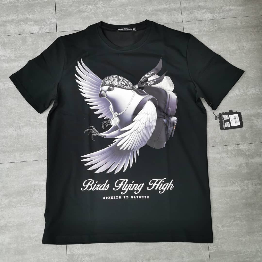 Birds flying high black - regular tee