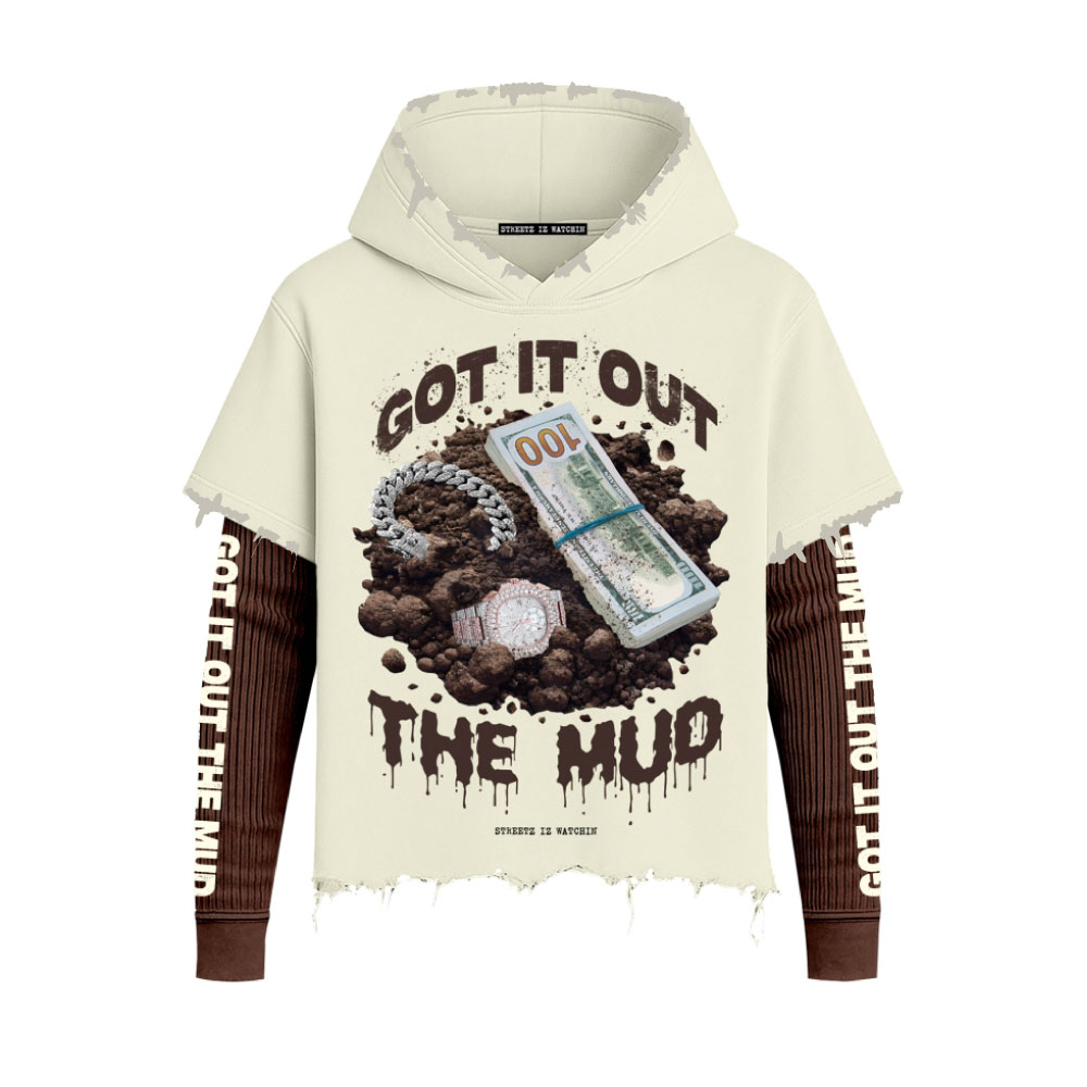2fer Hoodie Got It Out The Mud Cream/Brown