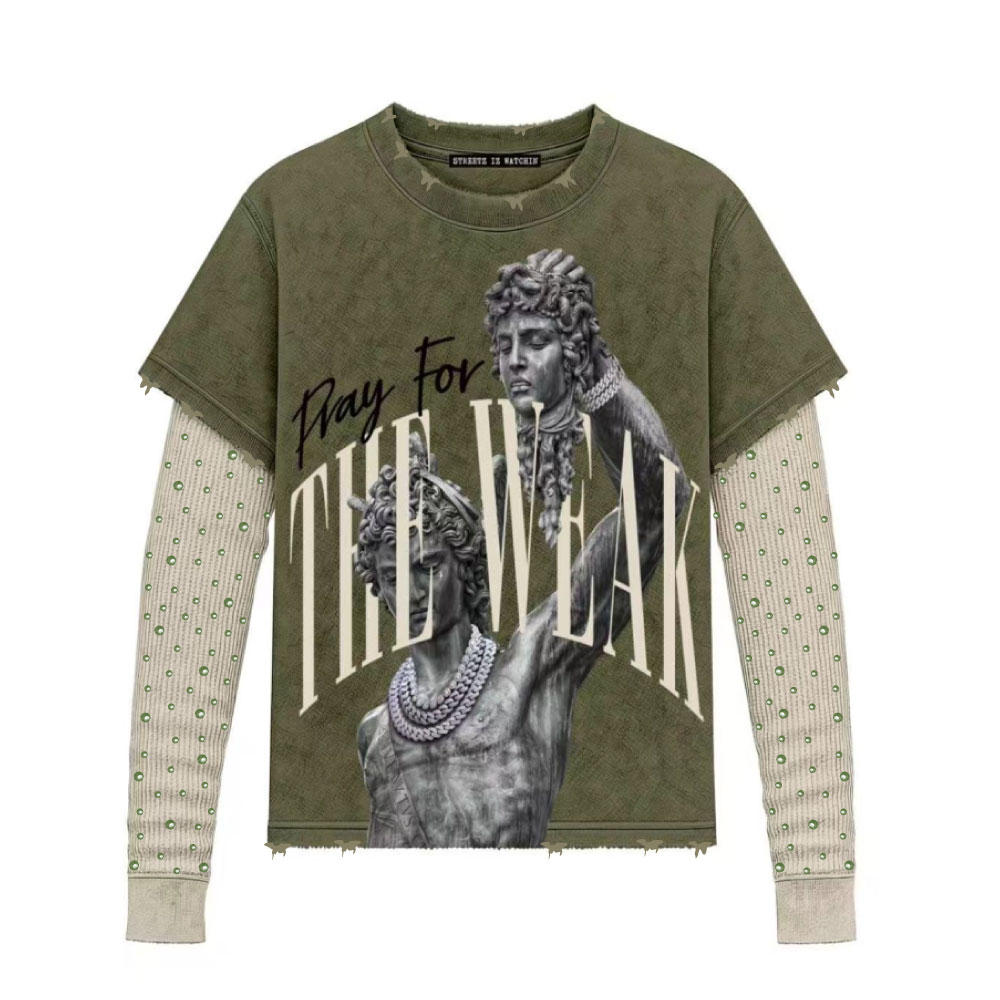 Pray For The Weak ls 2fer Olive Green