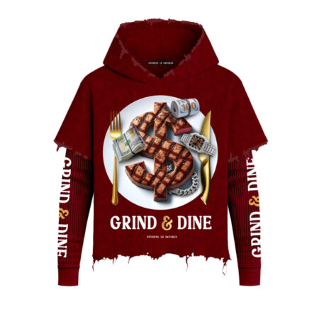 Washed 2fer Hoodie Grind & Dine Burgandy