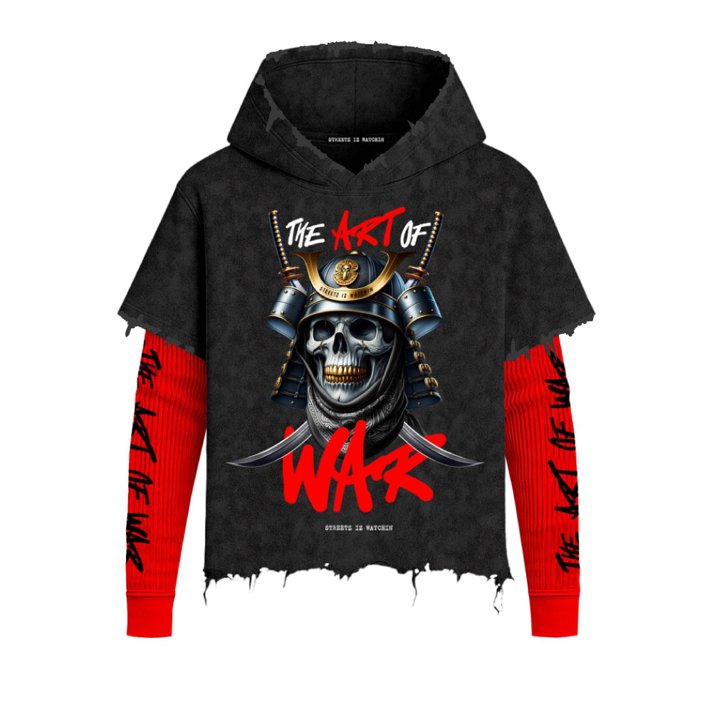 Washed 2fer Hoodie The Art Of War Char Black/Red